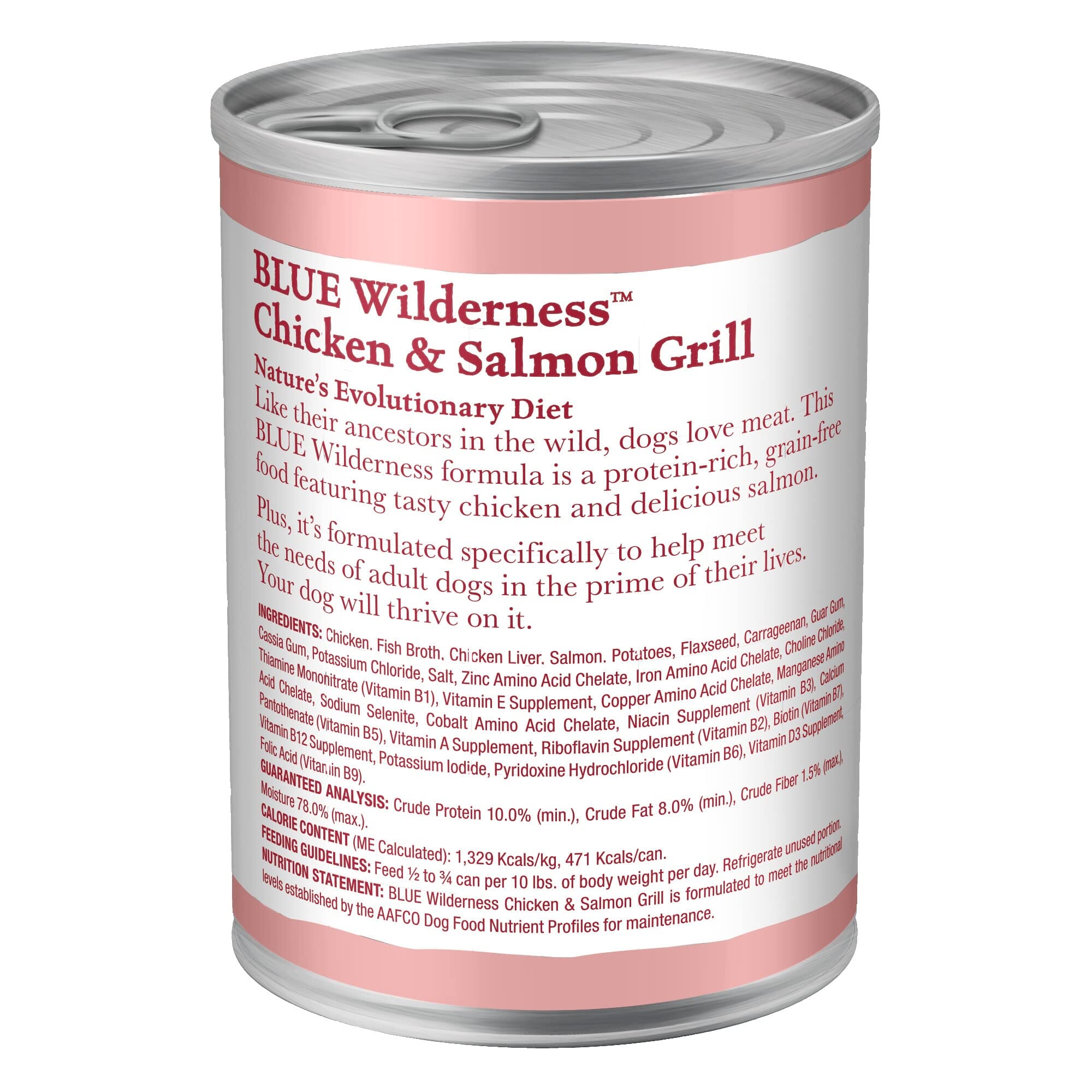 Blue Buffalo Wild Salmon and Chicken with Grains Canned Dog Food - 12.5 Oz - Case of 12  