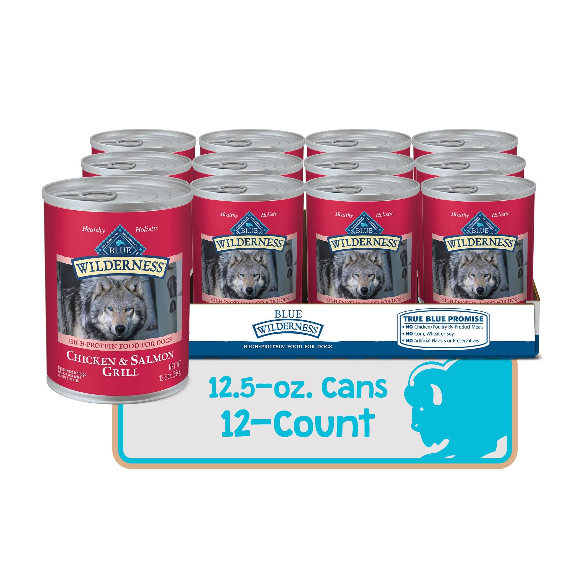 Blue Buffalo Wild Salmon and Chicken with Grains Canned Dog Food - 12.5 Oz - Case of 12  
