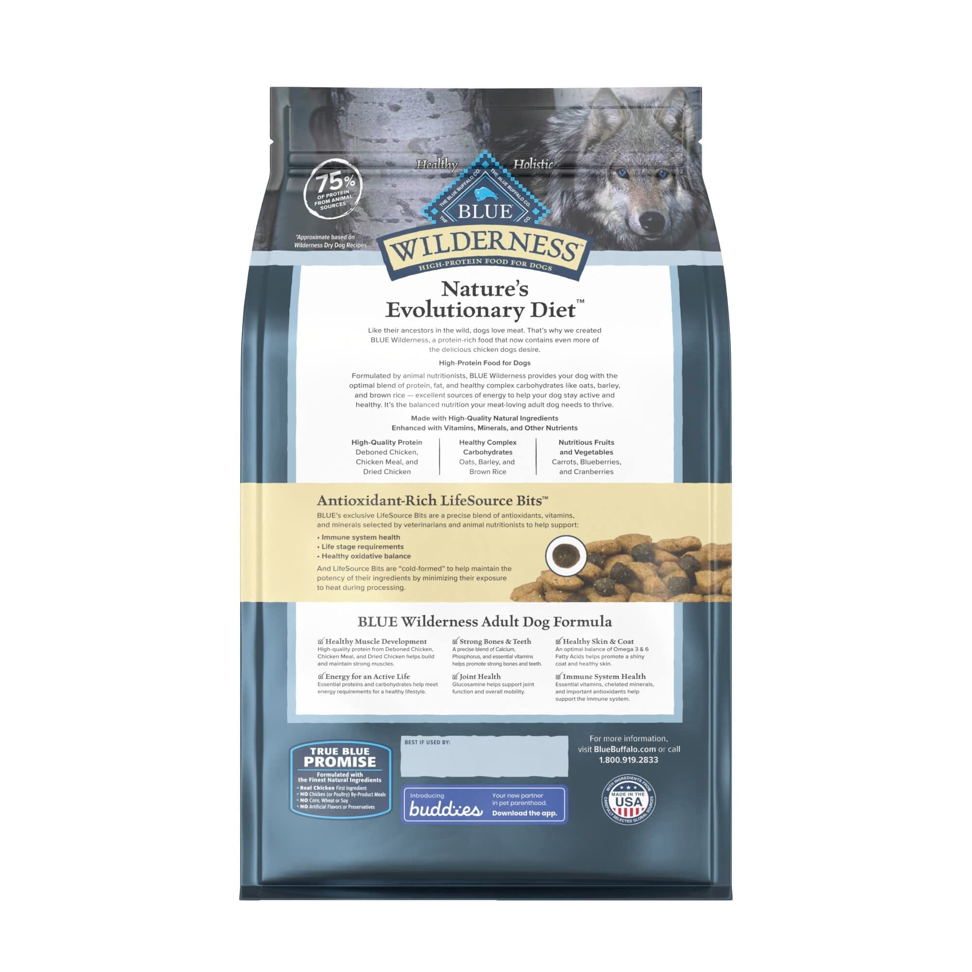 Blue Buffalo Wilderness Adult High-Protein Chicken with Wholesome Grains Dry Dog Food  