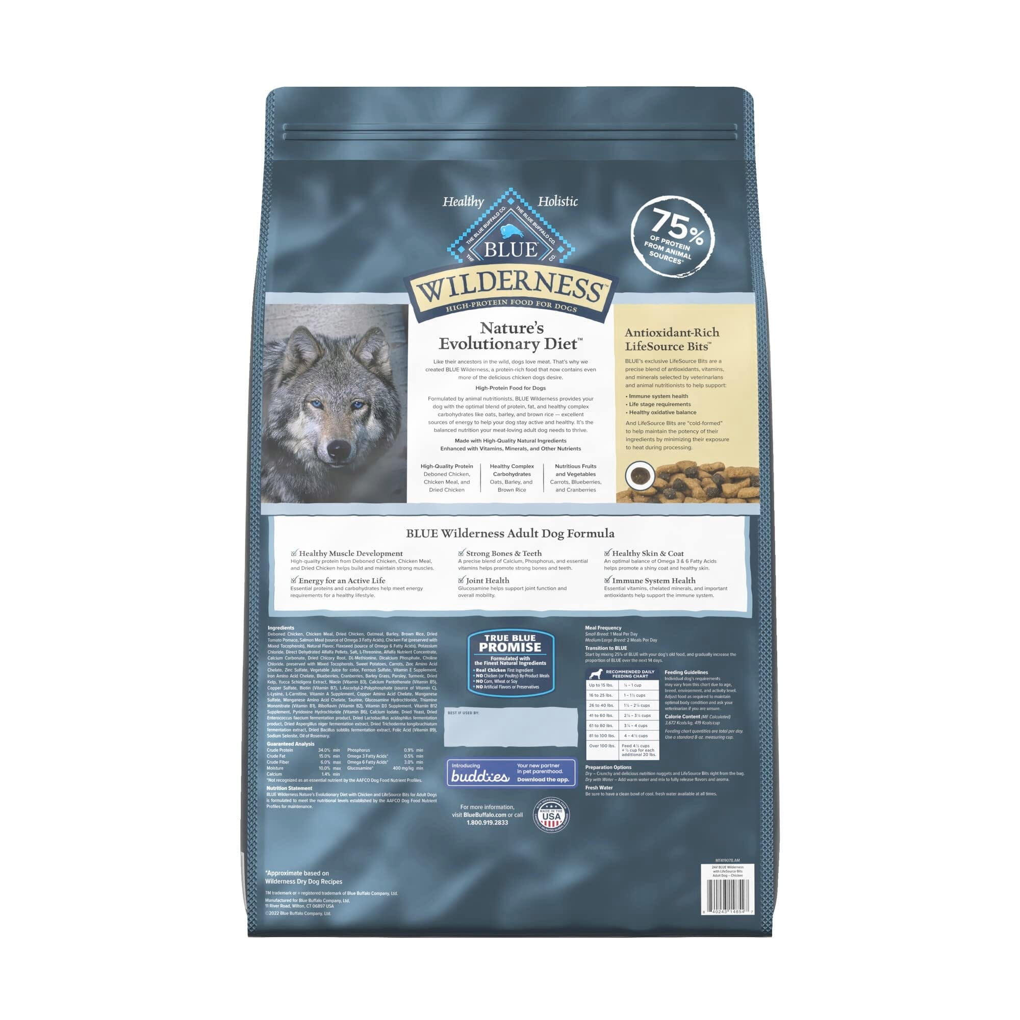 Blue Buffalo Wilderness Adult High-Protein Chicken with Wholesome Grains Dry Dog Food  