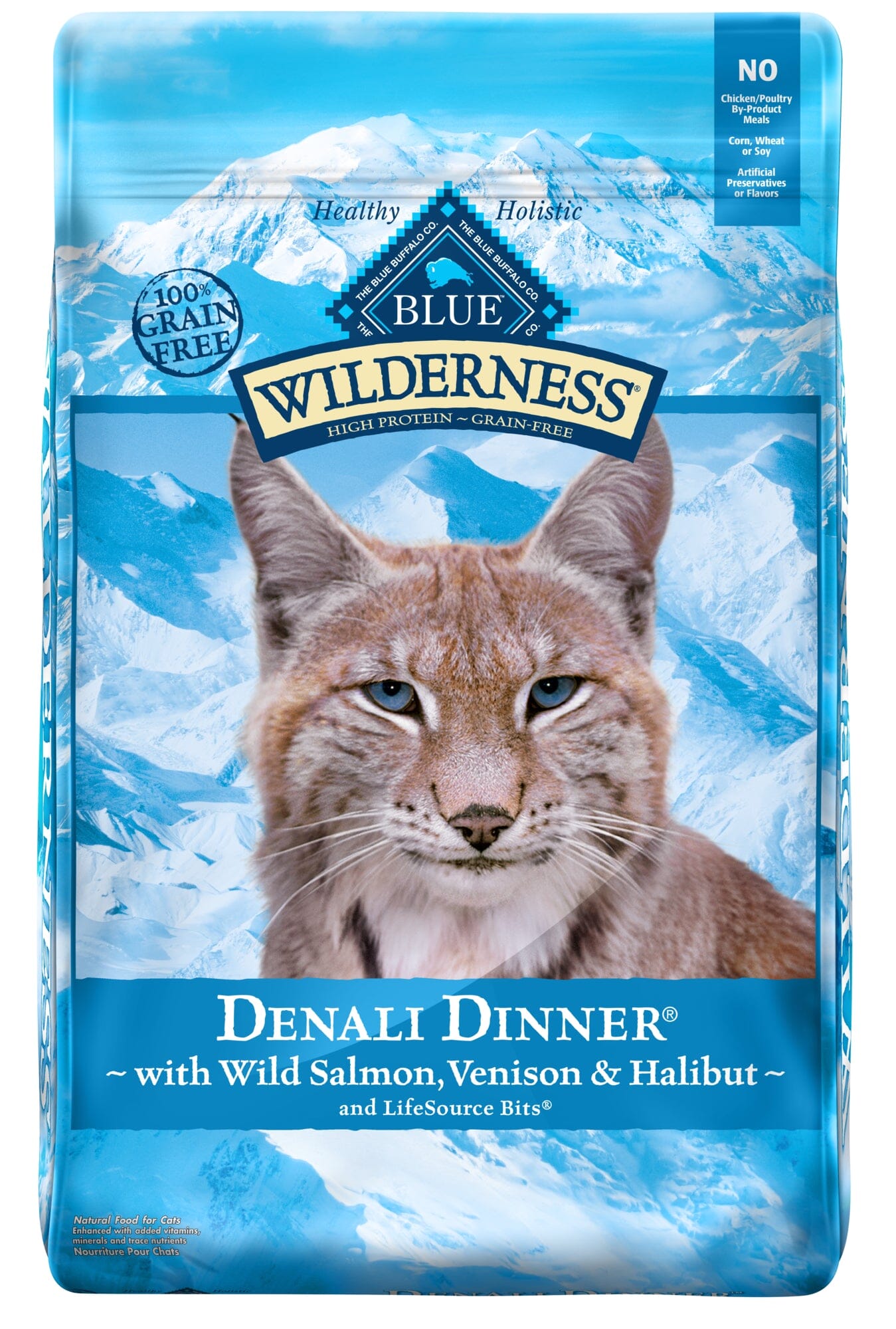 Blue Buffalo Wilderness Adult High-Protein Denali Dinner Salmon Venison and Halibut Dry Cat Food - 10 Lbs  