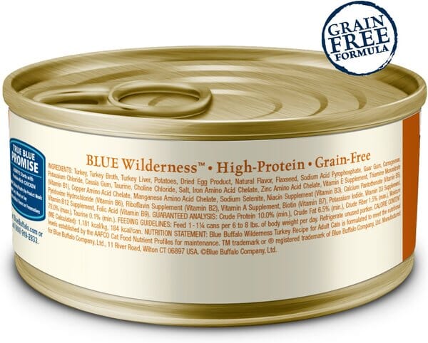 Blue Buffalo Wilderness Adult High-Protein Grain-Free Turkey Pate Wet Cat Food - 5.5 Oz - Case of 24