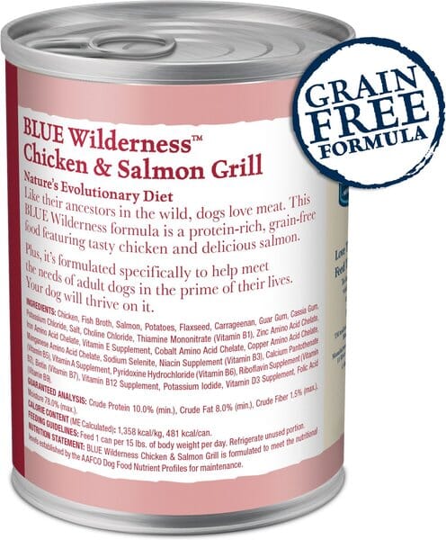 Blue Buffalo Wilderness Adult High-Protein Grilled and Chicken Canned Dog Food - 12.5 Oz - Case of 12
