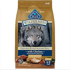 Blue Buffalo Wilderness Adult High-Protein Healthy Weight Chicken with Wholesome Grains Dry Dog Food - 28 Lbs  