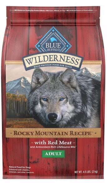 Blue Buffalo Wilderness Adult High-Protein Rocky Mountain Recipe Natural Red Meat with Grains Dry Dog Food - 4.5 Lbs 4.5 Lbs 