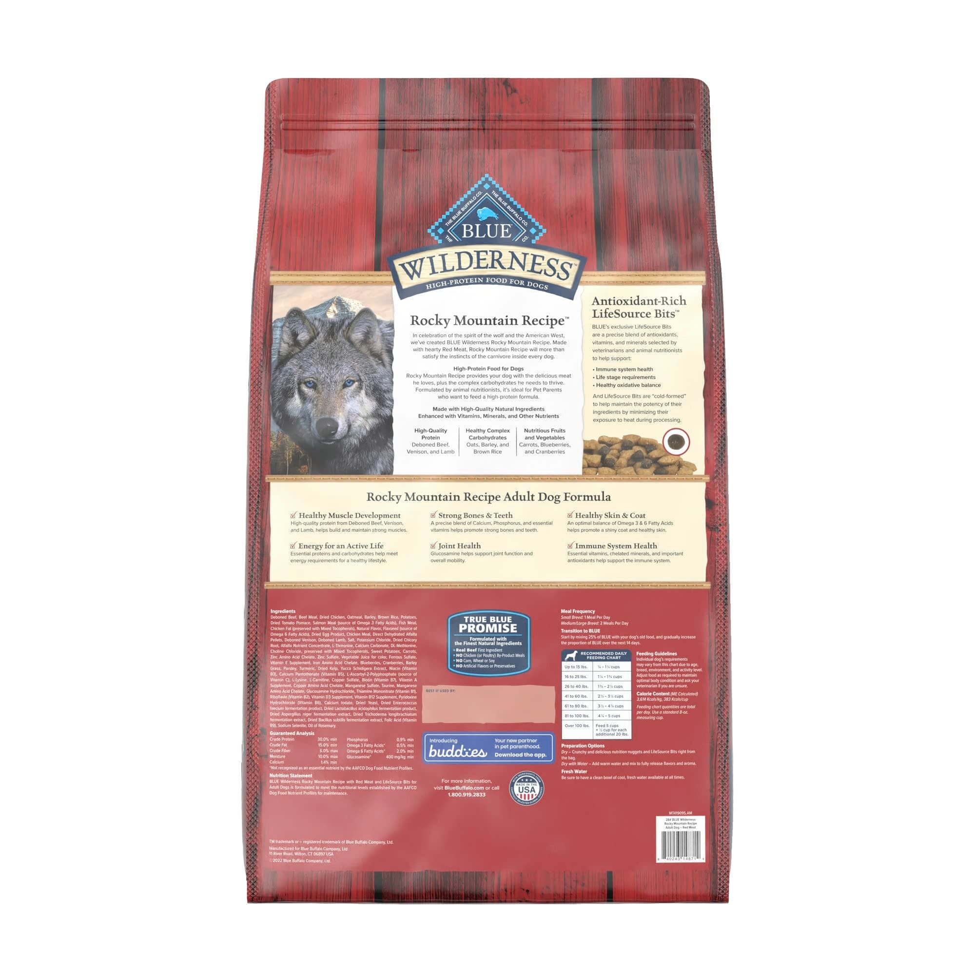 Blue Buffalo Wilderness Adult High-Protein Rocky Mountain Red Meat Recipe with Grains Dry Dog Food  