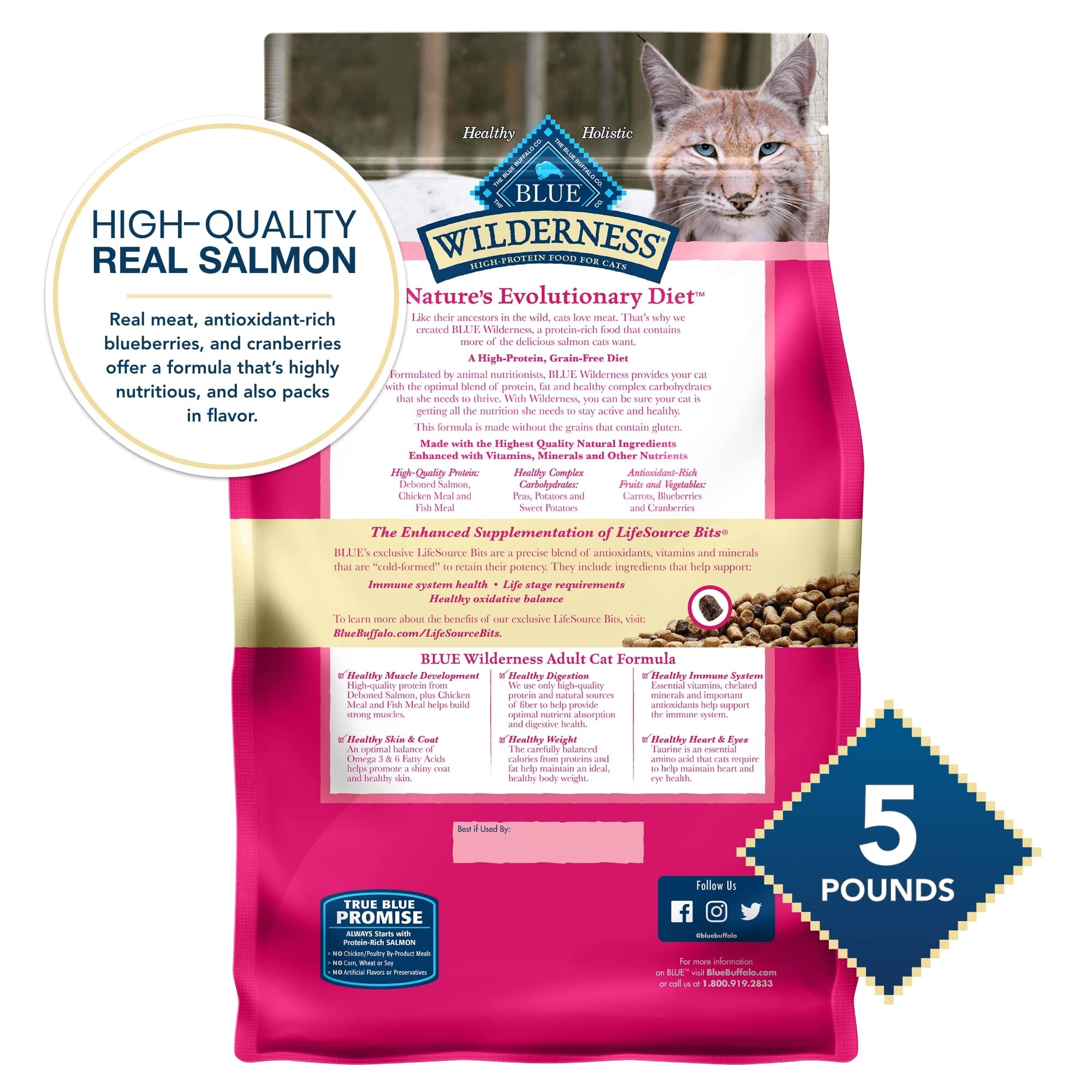 Blue Buffalo Wilderness Adult High-Protein Salmon Dry Cat Food  