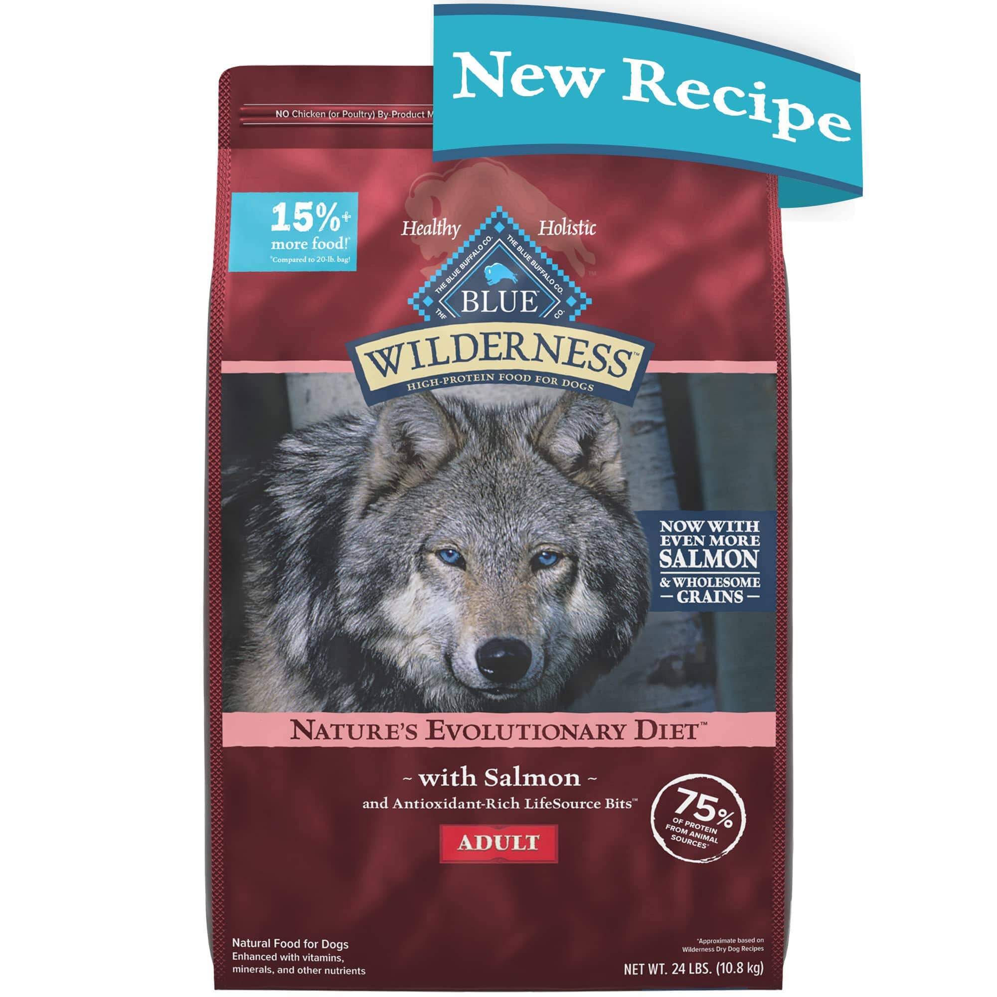 Blue Buffalo Wilderness Adult High-Protein Salmon with Wholesome Grains Dry Dog Food 24 Lbs 