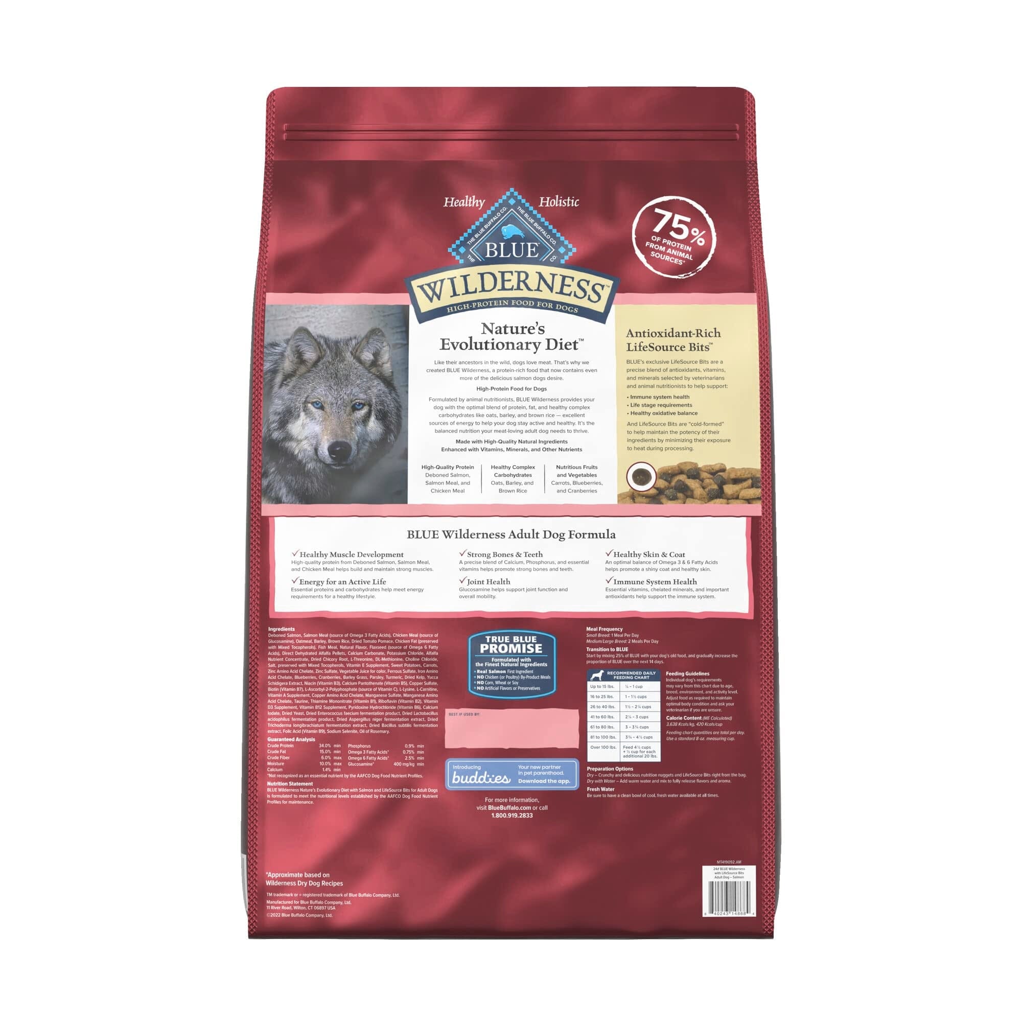 Blue Buffalo Wilderness Adult High-Protein Salmon with Wholesome Grains Dry Dog Food  