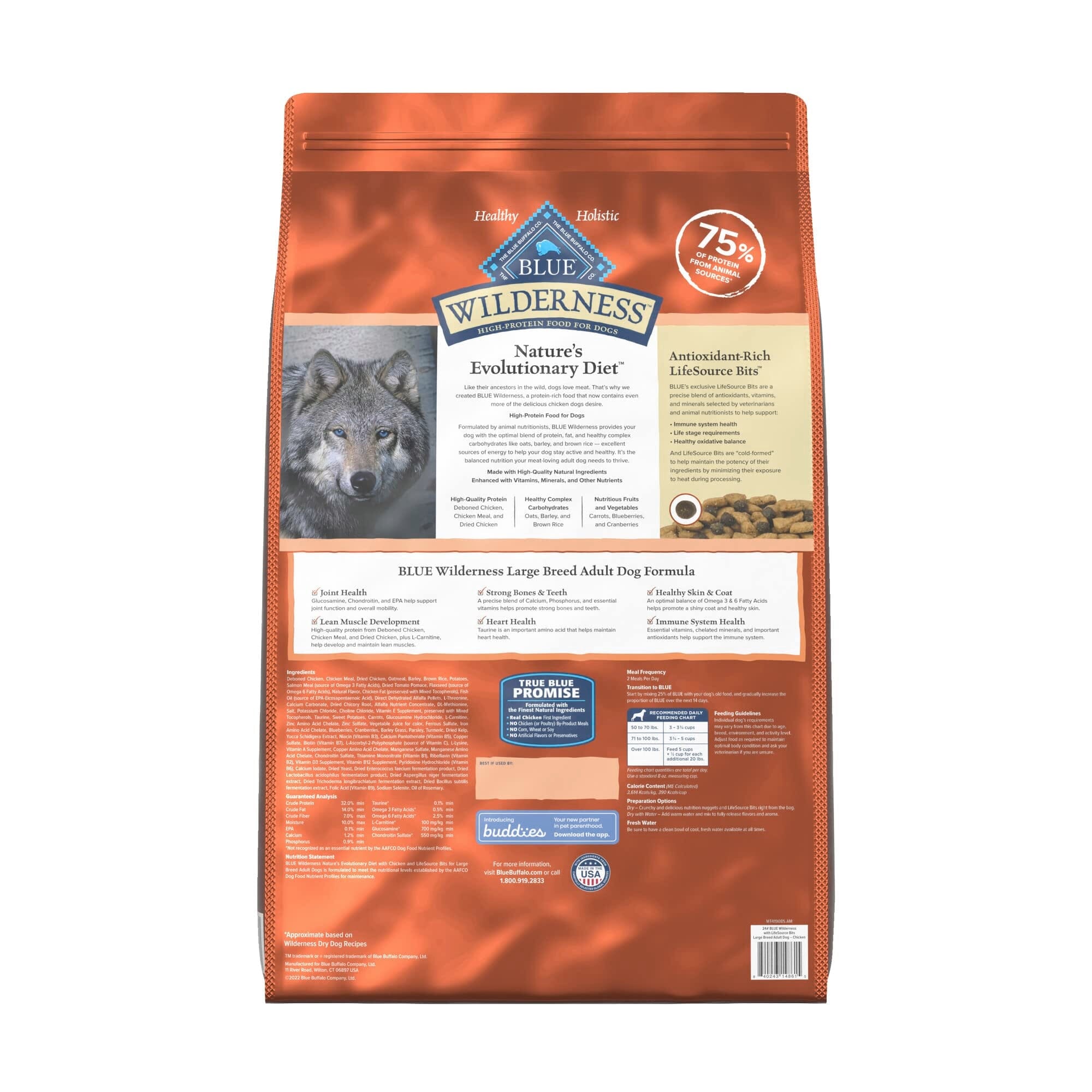Blue Buffalo Wilderness Adult Large-Breed High-Protein Chicken with Wholesome Grains Dry Dog Food  