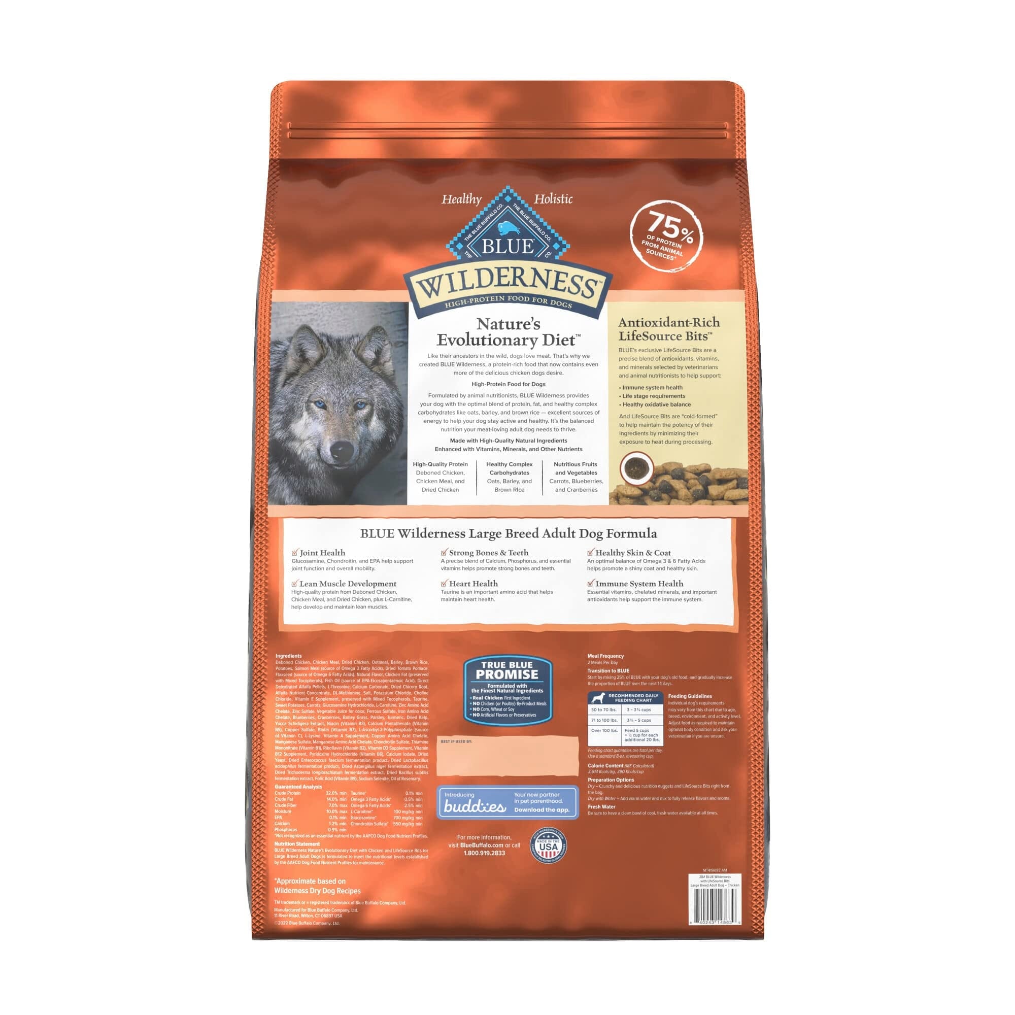 Blue Buffalo Wilderness Adult Large-Breed High-Protein Chicken with Wholesome Grains Dry Dog Food  