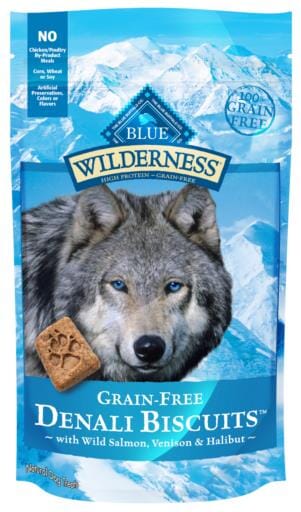 Blue Buffalo Wilderness Denali Dinner High-Protein Grain-Free Salmon Venison and Halibut Dog Biscuits - 8 Oz  