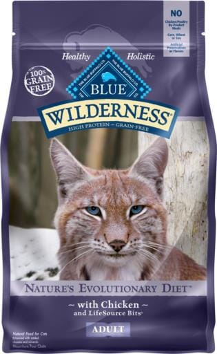 Blue Buffalo Wilderness Grain Free Chicken High Protein Recipe Mature Dry Cat Food  