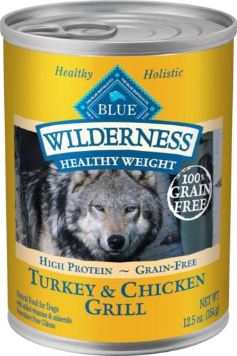 Blue Buffalo Wilderness Healthy Weight Turkey and Chicken Canned Dog Food - 12.5 Oz - Case of 12  