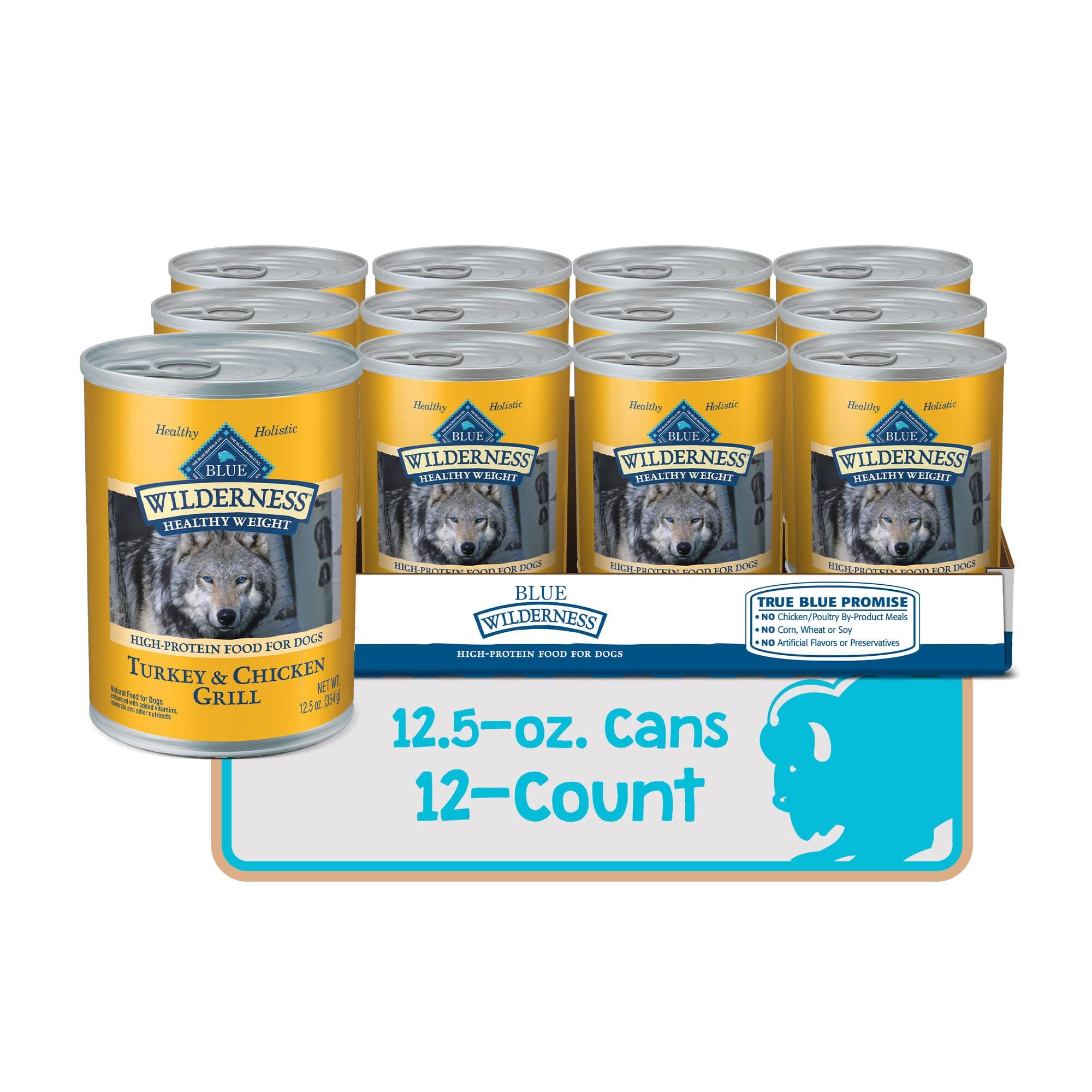 Blue Buffalo Wilderness Healthy Weight Turkey and Chicken Canned Dog Food - 12.5 Oz - Case of 12  