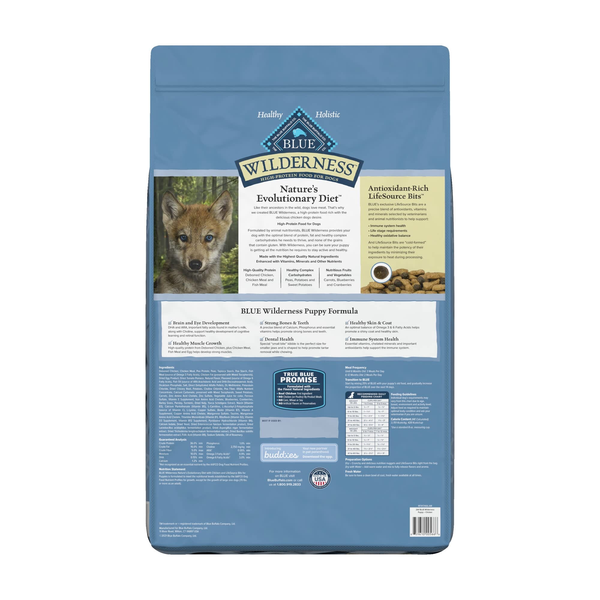 Blue Buffalo Wilderness Puppy High-Protein Grain-Free Chicken Dry Dog Food  