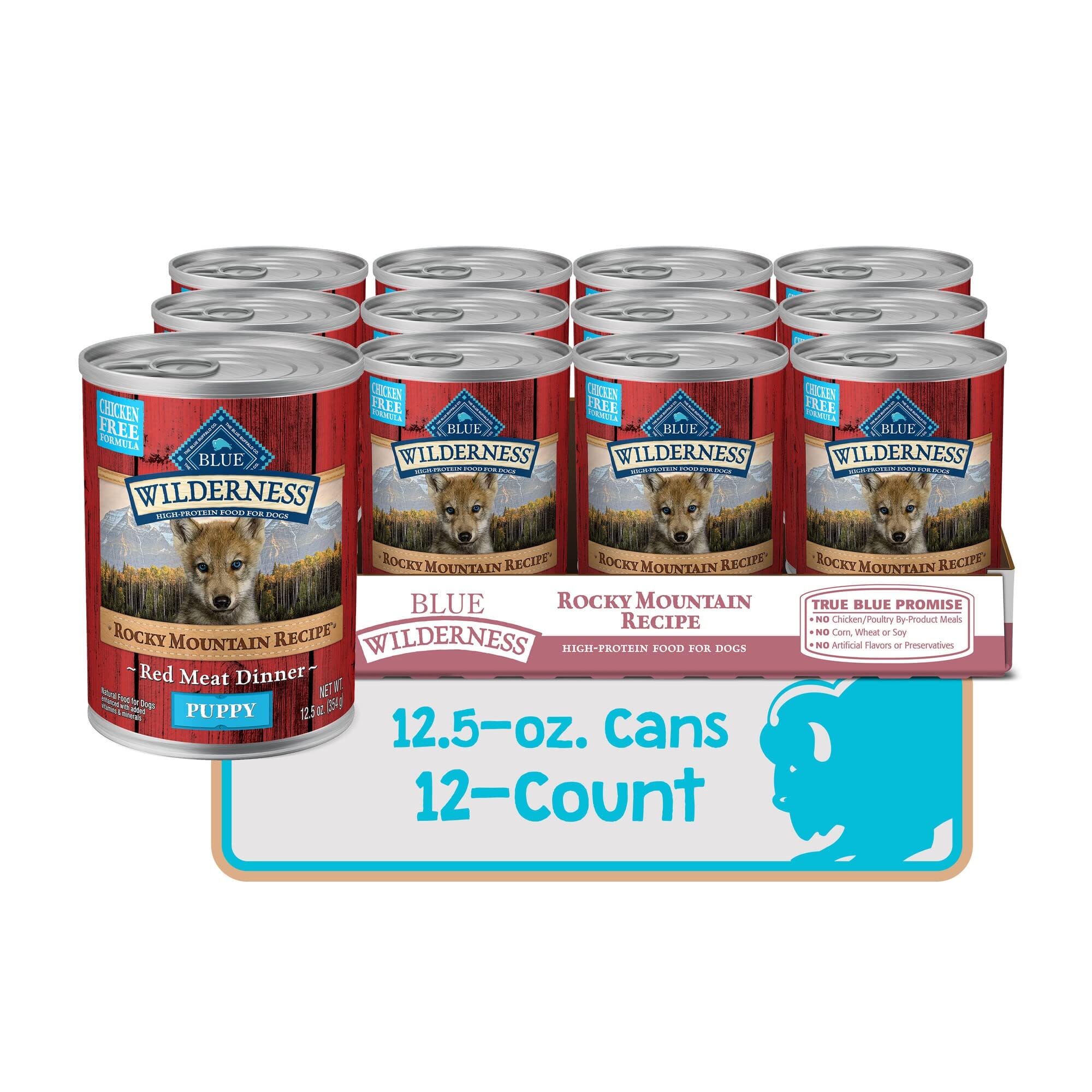 Blue Buffalo Wilderness Rocky Mountain Recipe Grain-Free Puppy Canned Dog Food - 12.5 Oz - Case of 12  