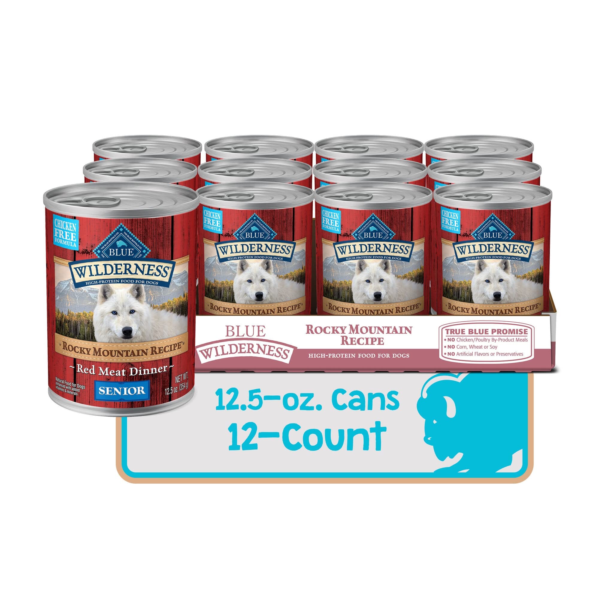 Blue Buffalo Wilderness Rocky Mountain Recipe Grain-Free Senior Canned Dog Food - 12.5 Oz - Case of 12  