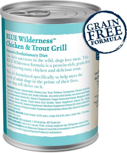Blue Buffalo Wilderness Trout and Chicken Canned Dog Food - 12.5 Oz - Case of 12