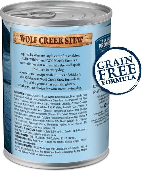 Blue Buffalo Wilderness Wolf Creek Stew Chunky Chicken Canned Dog Food - 12.5 Oz - Case of 12