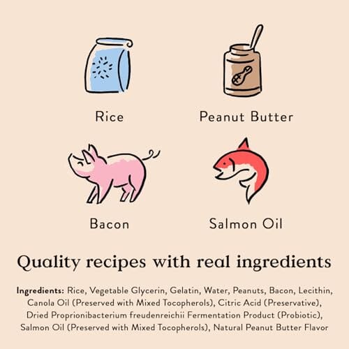 Bocce's Bakery Bac N' Nutty Bites Peanut Butter and Bacon Puppy Training Soft and Chewy Dog Treats - 3 Oz