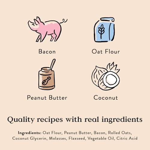 Bocce's Bakery Bac N' Nutty Bites Peanut Butter and Bacon Training Soft and Chewy Dog Treats - 12 Oz