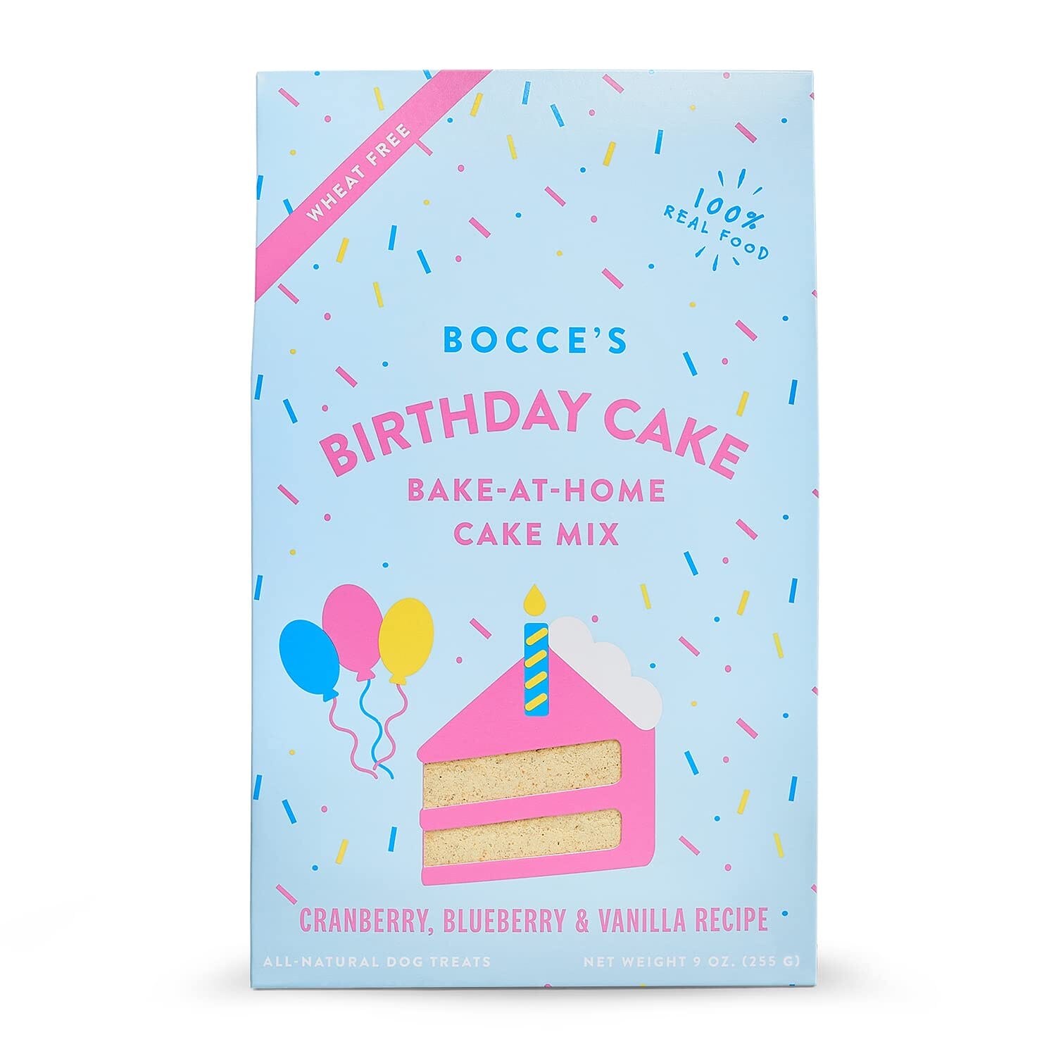 Bocce's Bakery Made in USA Birthday Cake Bake at Home Mix Cranberry Blueberry and Vanilla Baked Dog Treats - 9 Oz Box
