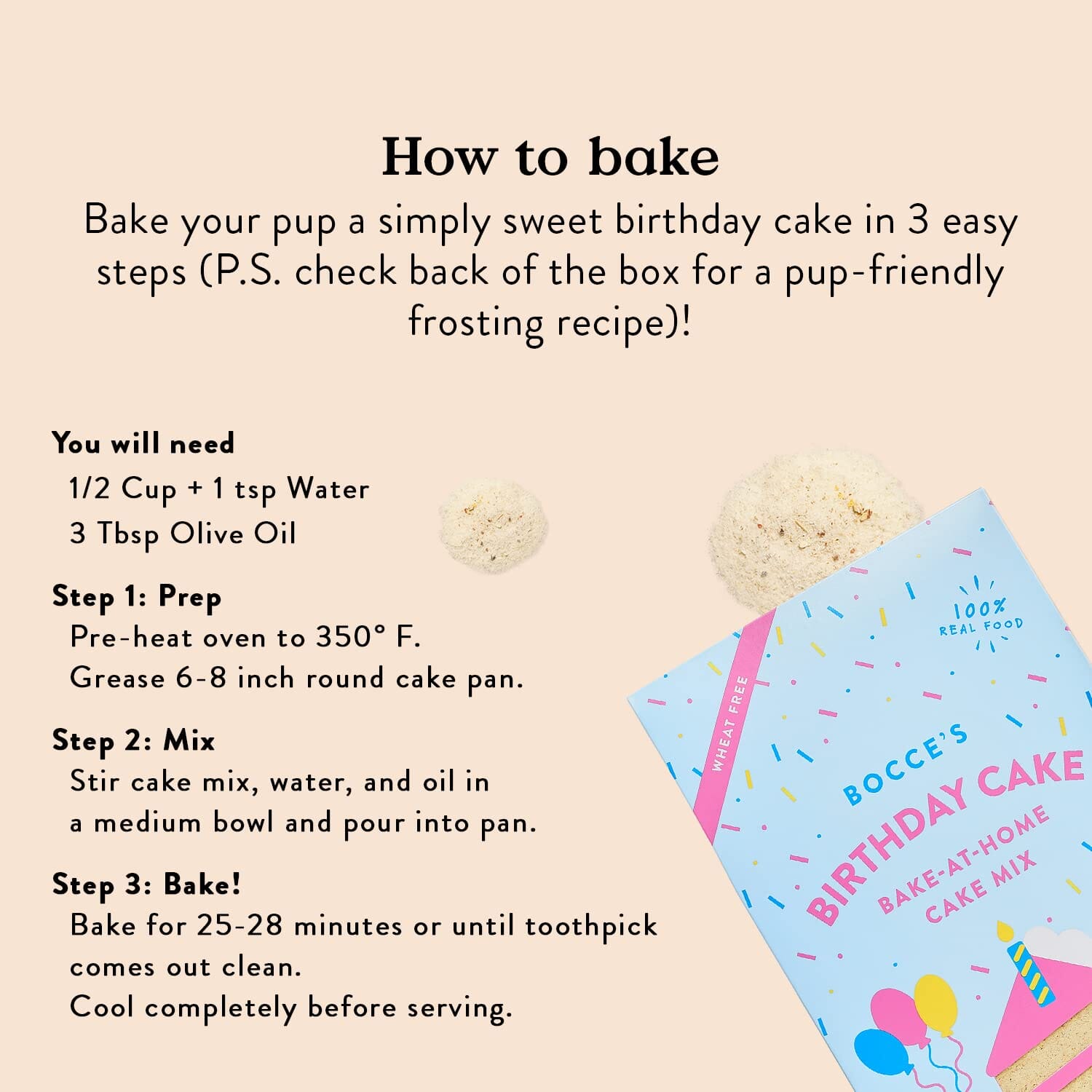 Bocce's Bakery Made in USA Birthday Cake Bake at Home Mix Cranberry Blueberry and Vanilla Baked Dog Treats - 9 Oz Box