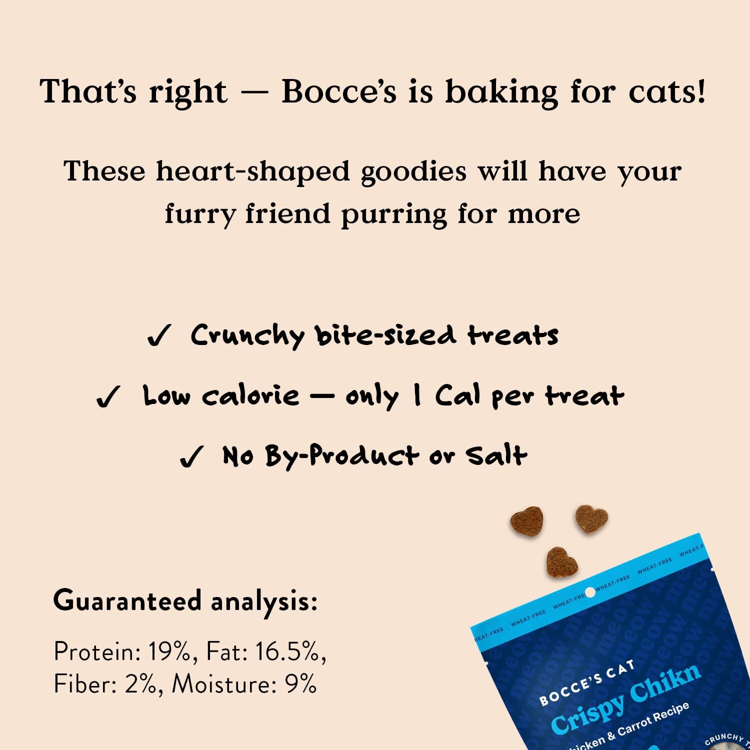 Bocce's Bakery Made in USA Crispy Chikn Limited Ingredient Diet Chicken and Carrots Crunchy Cat Treats - 2 Oz