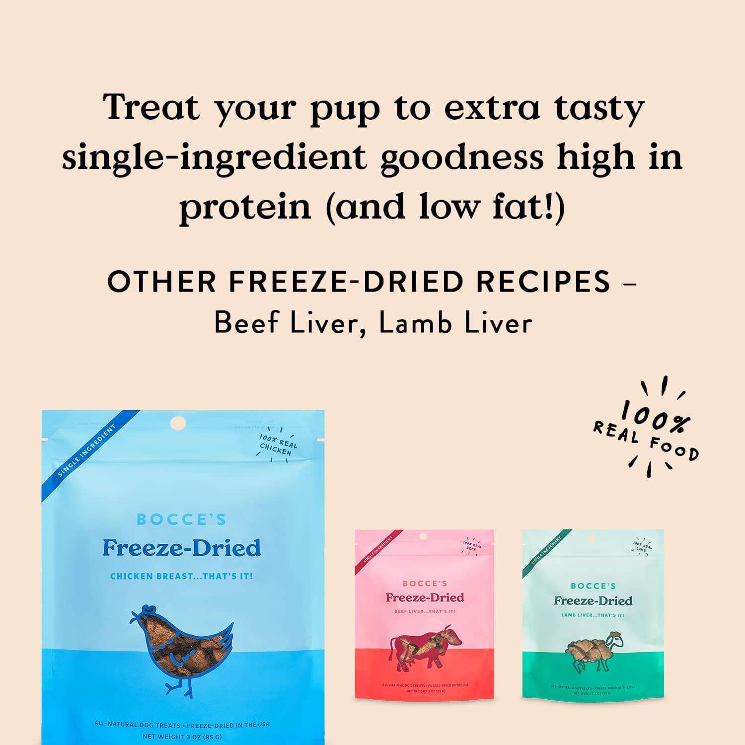 Bocce's Bakery Made in USA Limited Ingredient Diet Chicken Liver Freeze-Dried Dog Treats - 3 Oz