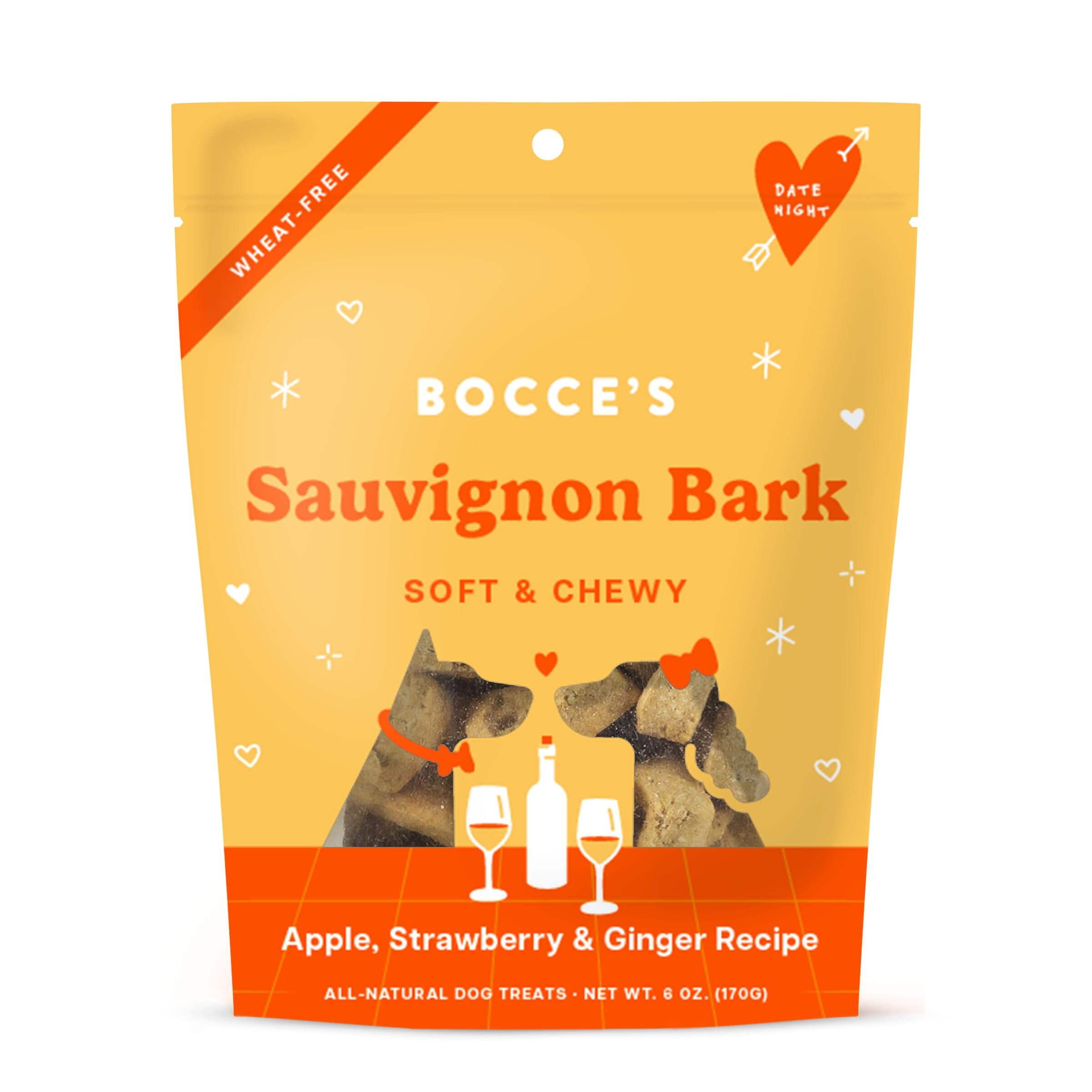 Bocce's Bakery Made in USA Sauvignon Bark Apple Strawberry and Ginger Soft and Chewy Dog Treats - 6 Oz