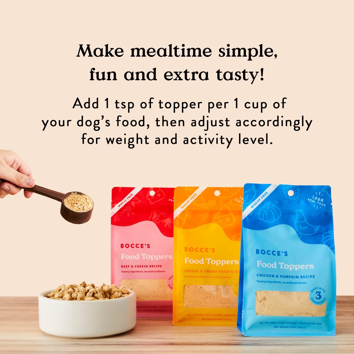 Bocce's Bakery Made in USA Wheat-Free Beef and Cheese Dog Food Topper and Mixer - 8 Oz