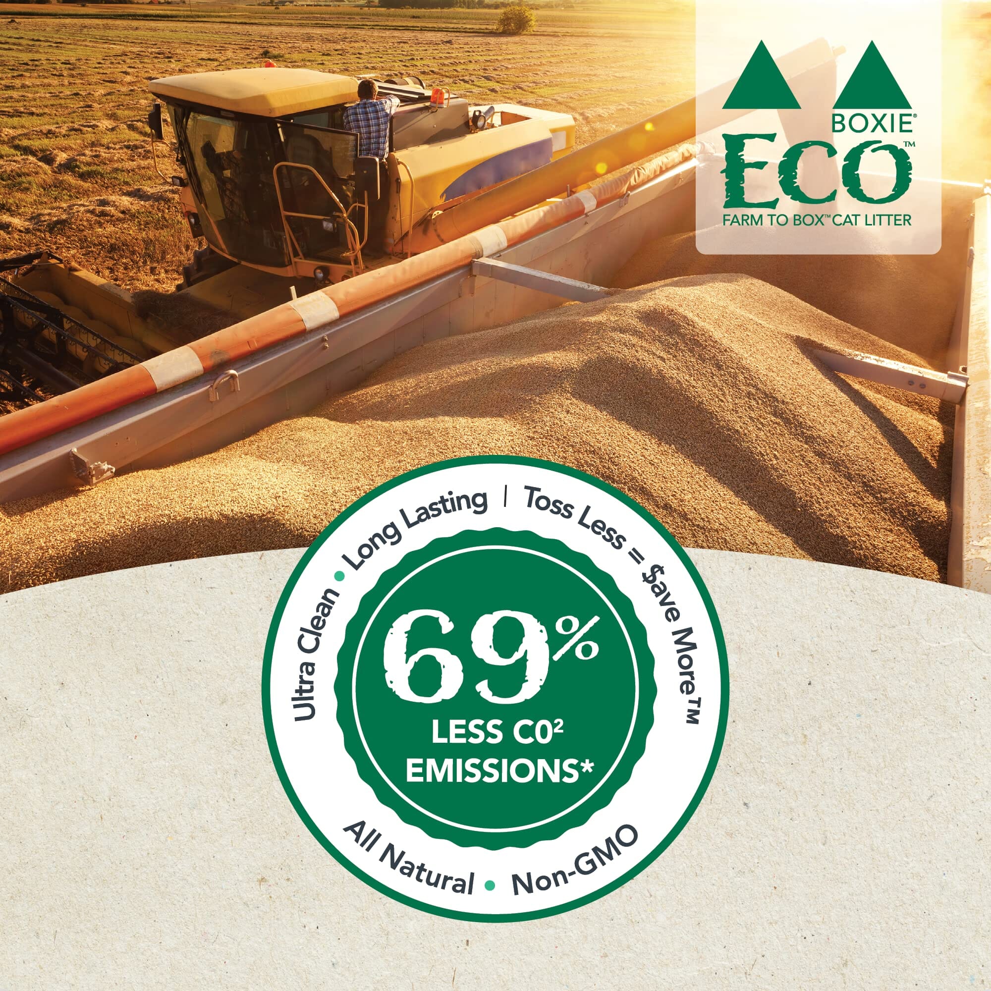 Boxiecat Eco Farm to Box Sustainably Farmed and Sourced Dust-Free Scent-Free Plant Based Kitty Cat Litter - 6.5 Lbs