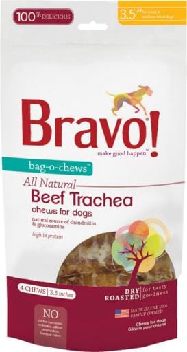 Bravo! Bag-O-Chews Dry Roasted Beef Trachea Dog Treats  