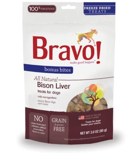 BRAVO! Bonus Bites Freeze-Dried Buffalo Liver Dog Treats - 3 Oz  