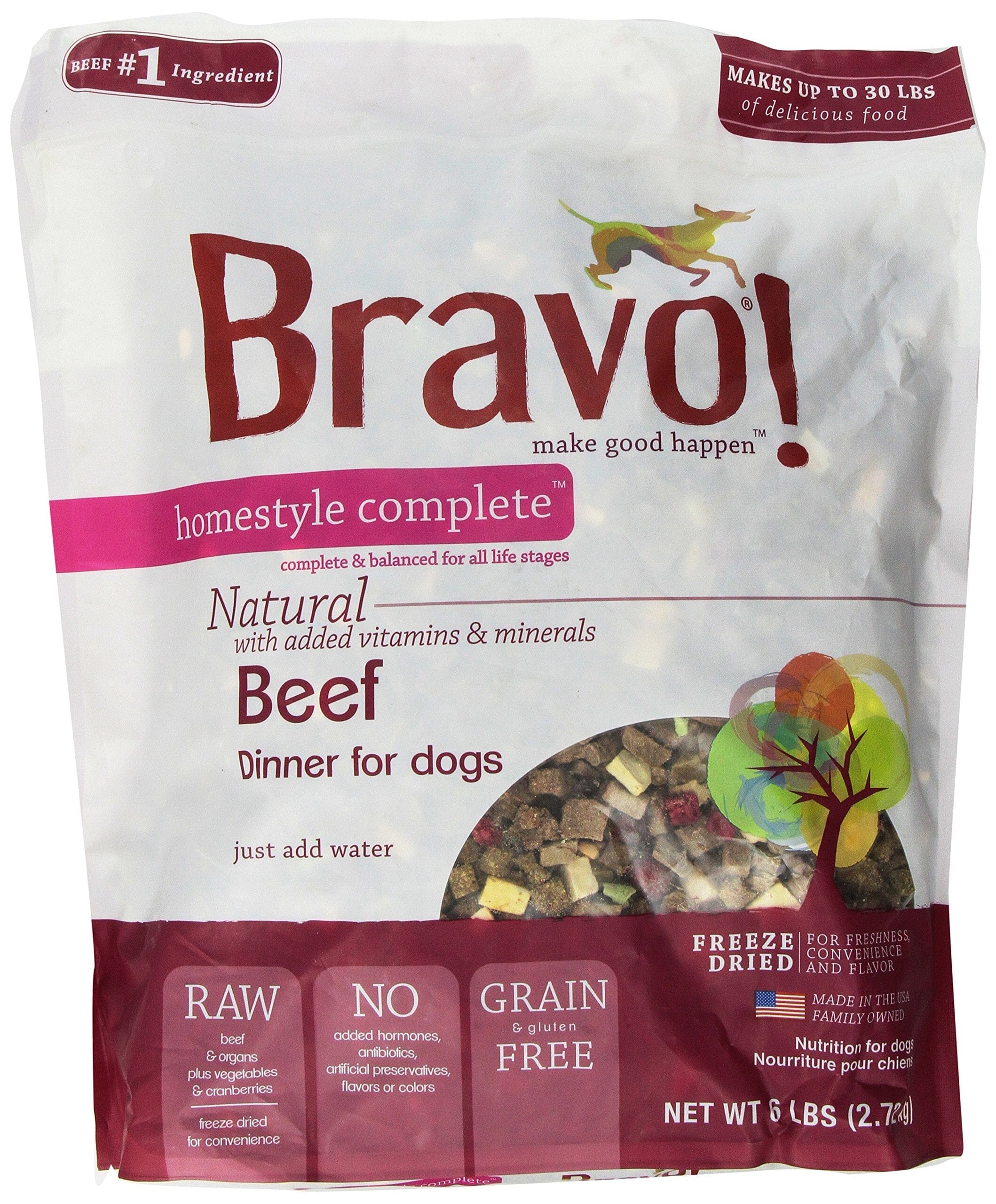 Bravo! Freeze Dried Homestyle Complete Beef Dinner For Dogs Food  