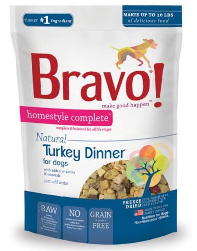 Bravo! Freeze Dried Homestyle Complete Turkey Dinner For Dogs Food  