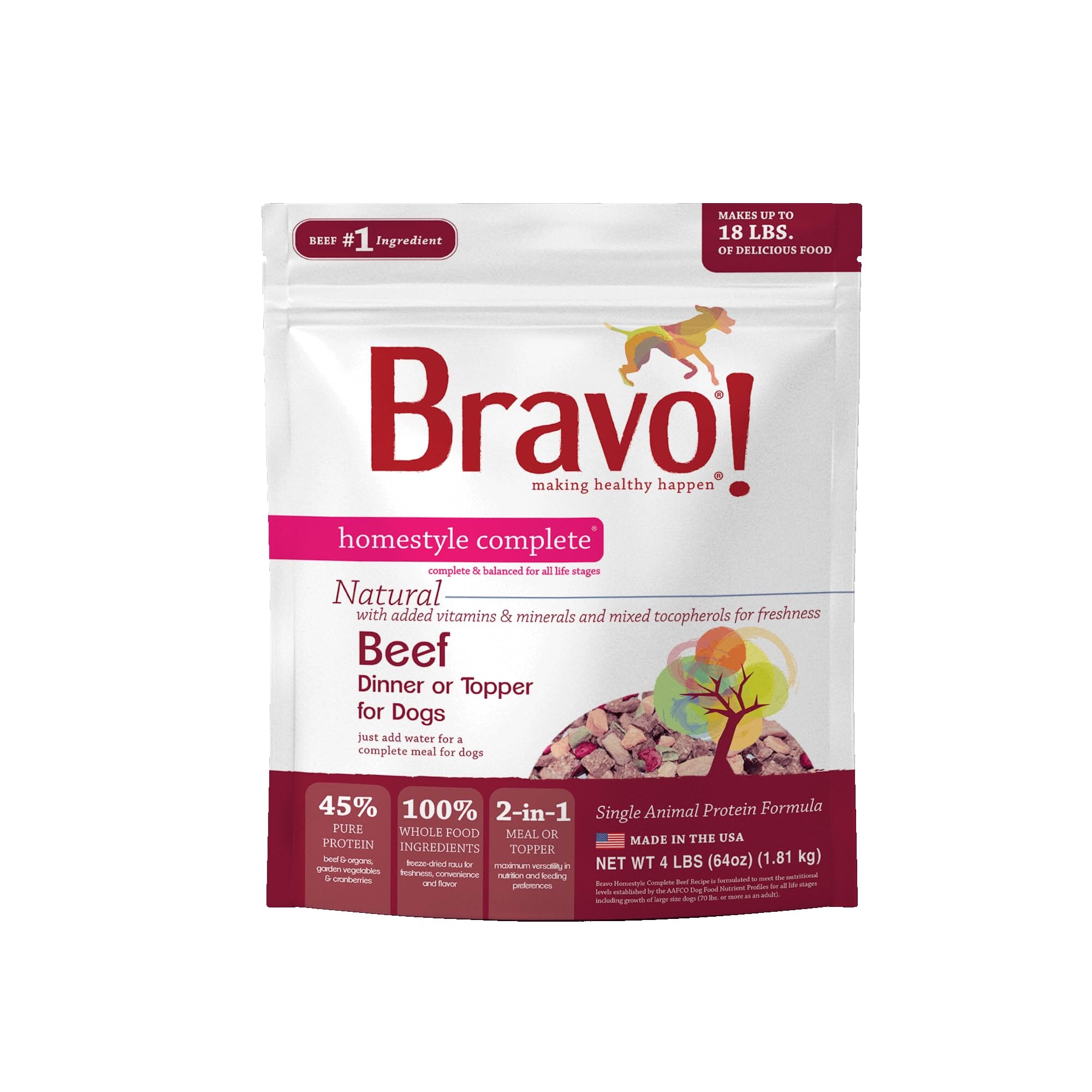 Bravo! Homestyle Complete Grain-Free Beef Freeze-Dried Dog Food or Topper - 4 Lbs Default Title
