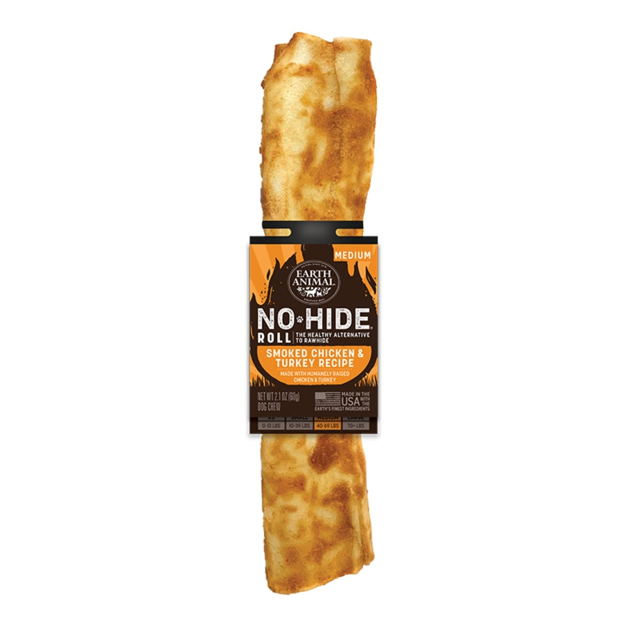 Earth Animal No Hide Rolls Smoked BBQ Chicken and Turkey Natural Dog Chews