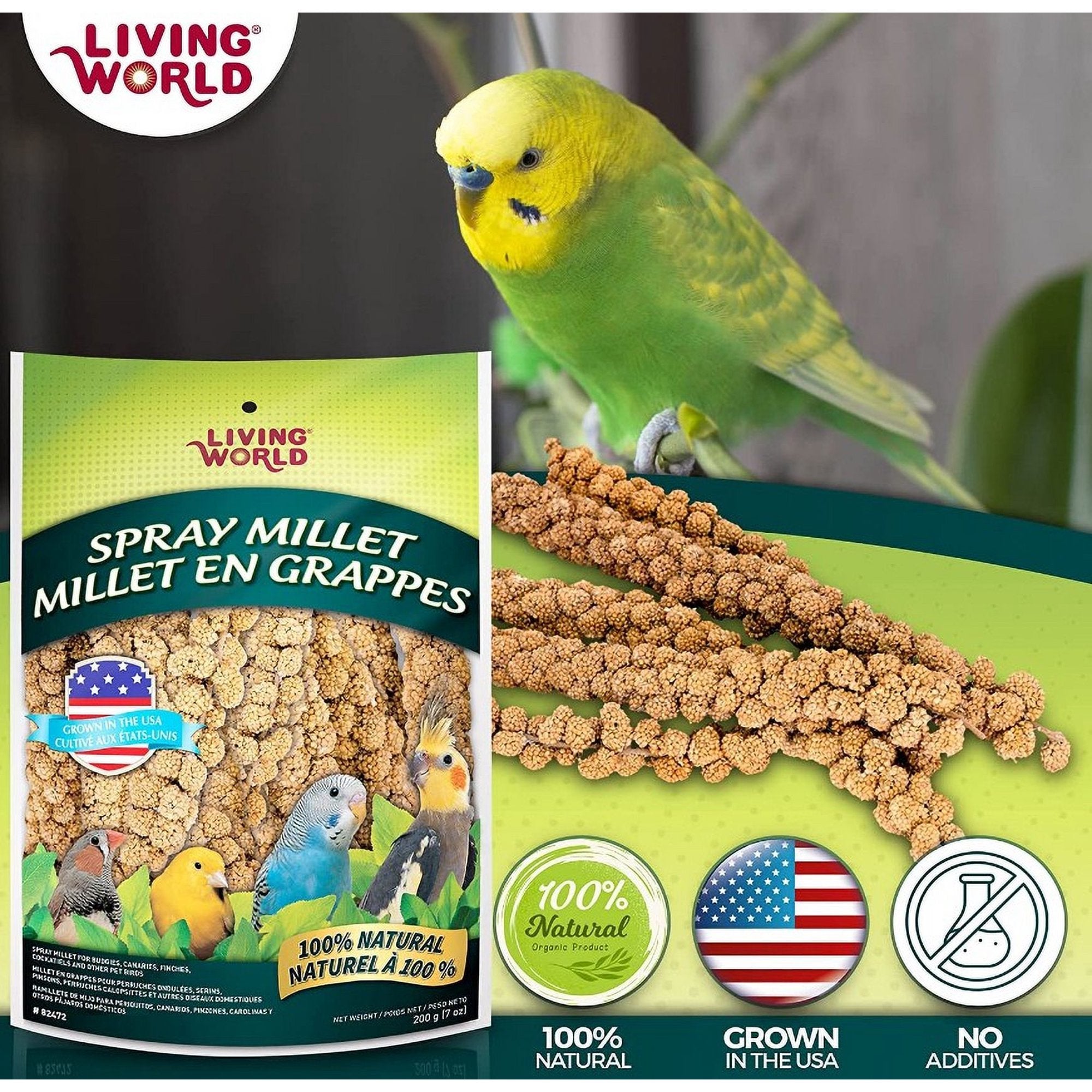 Hagen Hari Living World Millet Spray Bird Treats for Cockatiels Budgies Canaries and Finches