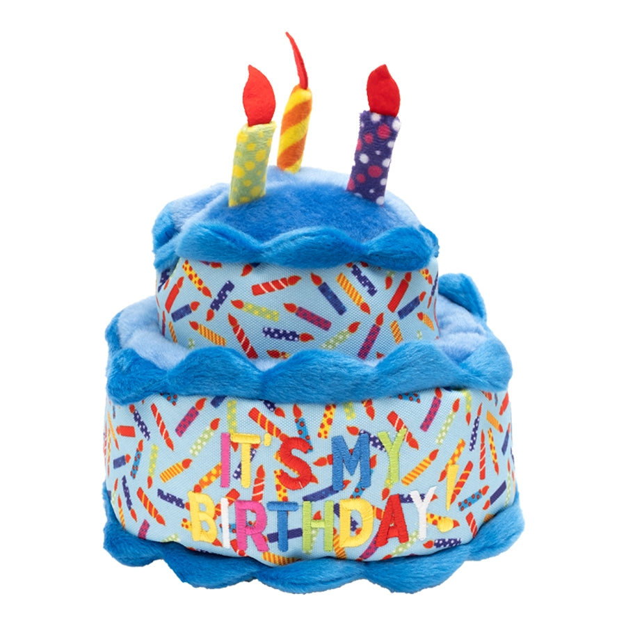 The Worthy Dog Birthday Cake Squeak Nylon and Plush Dog Toy