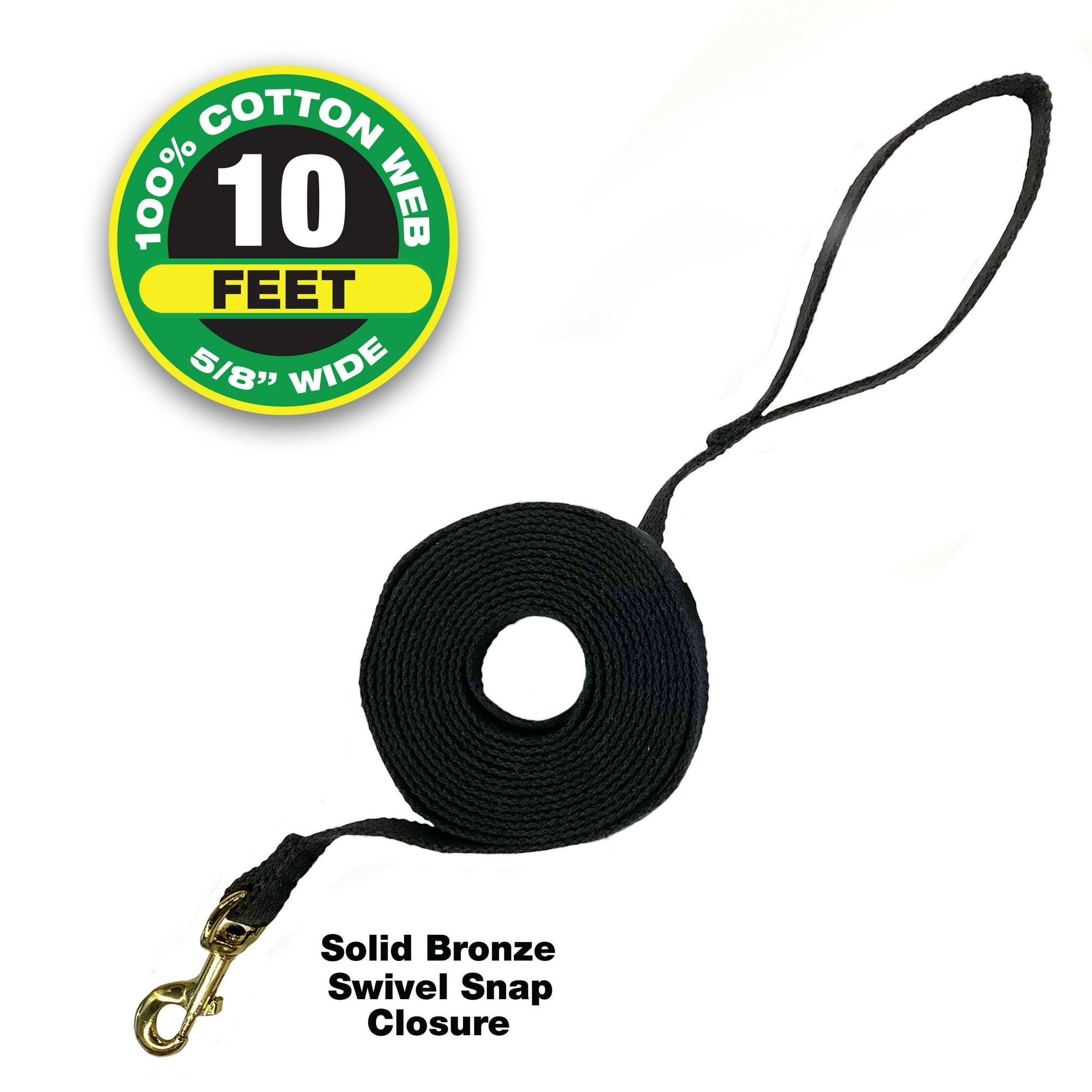 Four Paws Cotton Web Training Dog Lead Leash - Black - 10 Feet
