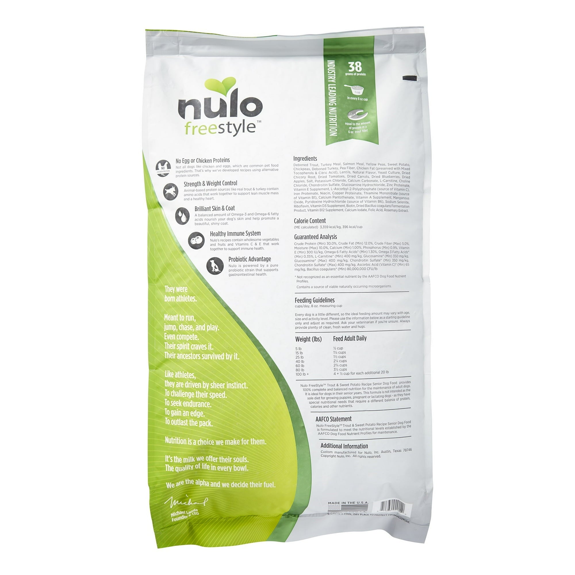 Nulo Freestyle Grain-Free Trout and Sweet Potato with Glucosomine Senior Dry Dog Food