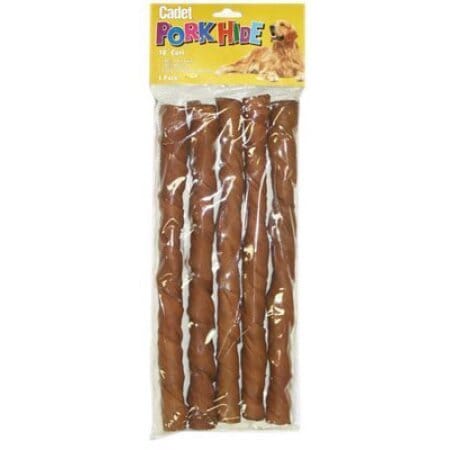 Cadet Gourmet Porkhide Twists Natural Dog Chews - Pork - 10 In - 5 Pack