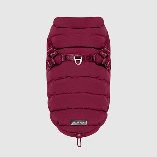 Canada Pooch Harness Puffer 2-in-1 Dog Coat and Harness Plum 10 Inch Length