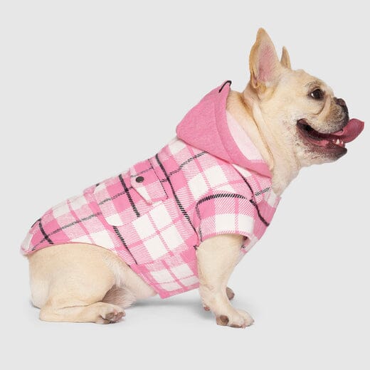 Canada Pooch Shacket Plaid Dog Coat with Hood