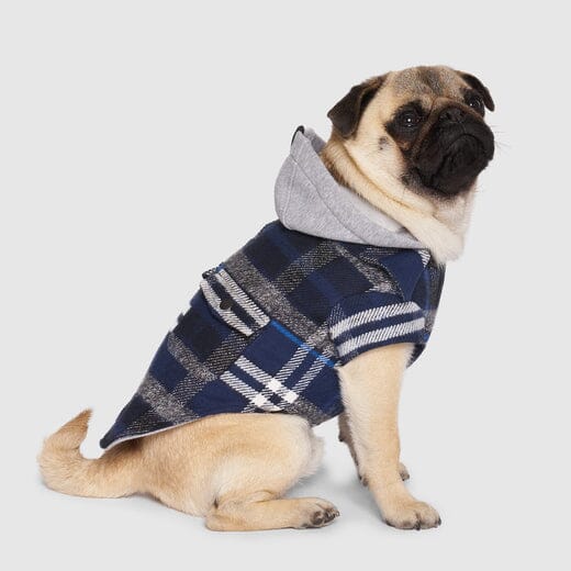 Canada Pooch Shacket Plaid Dog Coat with Hood