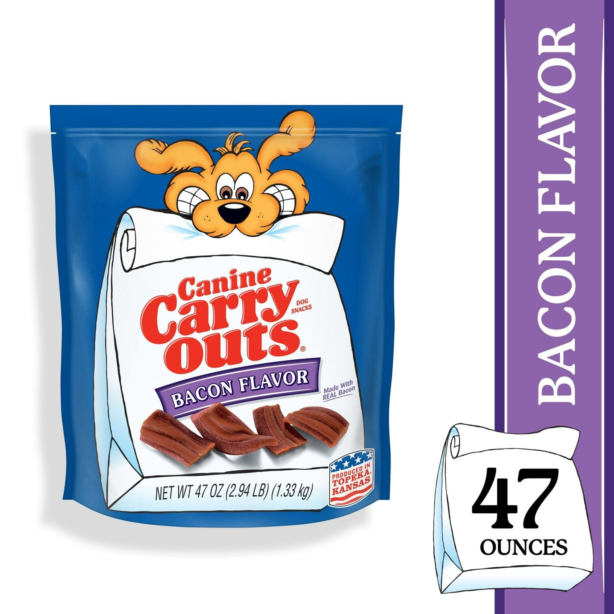 Canine Carry Outs Bacon Flavored Soft and Chewy Dog Treats - 47 Oz - Case of 4