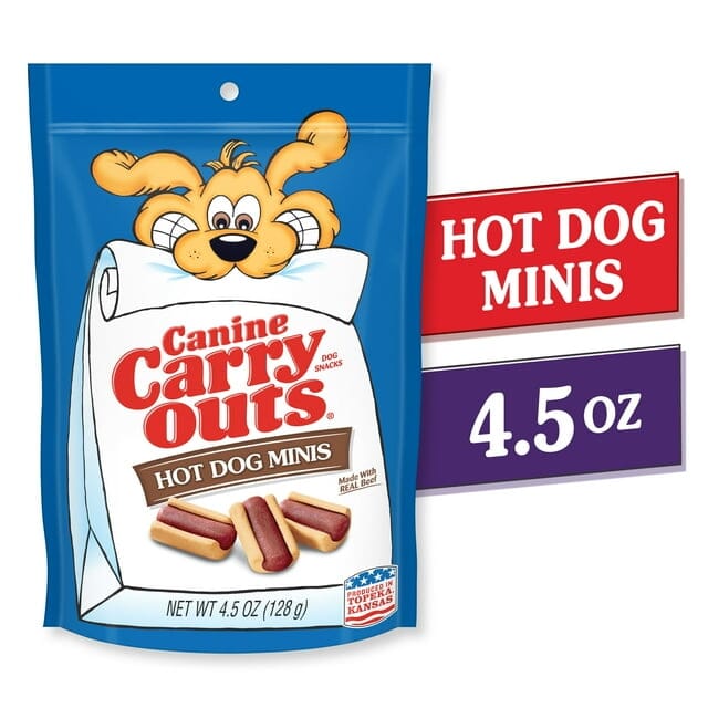 Canine Carry Outs Hot Dog Minis Soft and Chewy Dog Treats 4.5 Oz - Case of 6