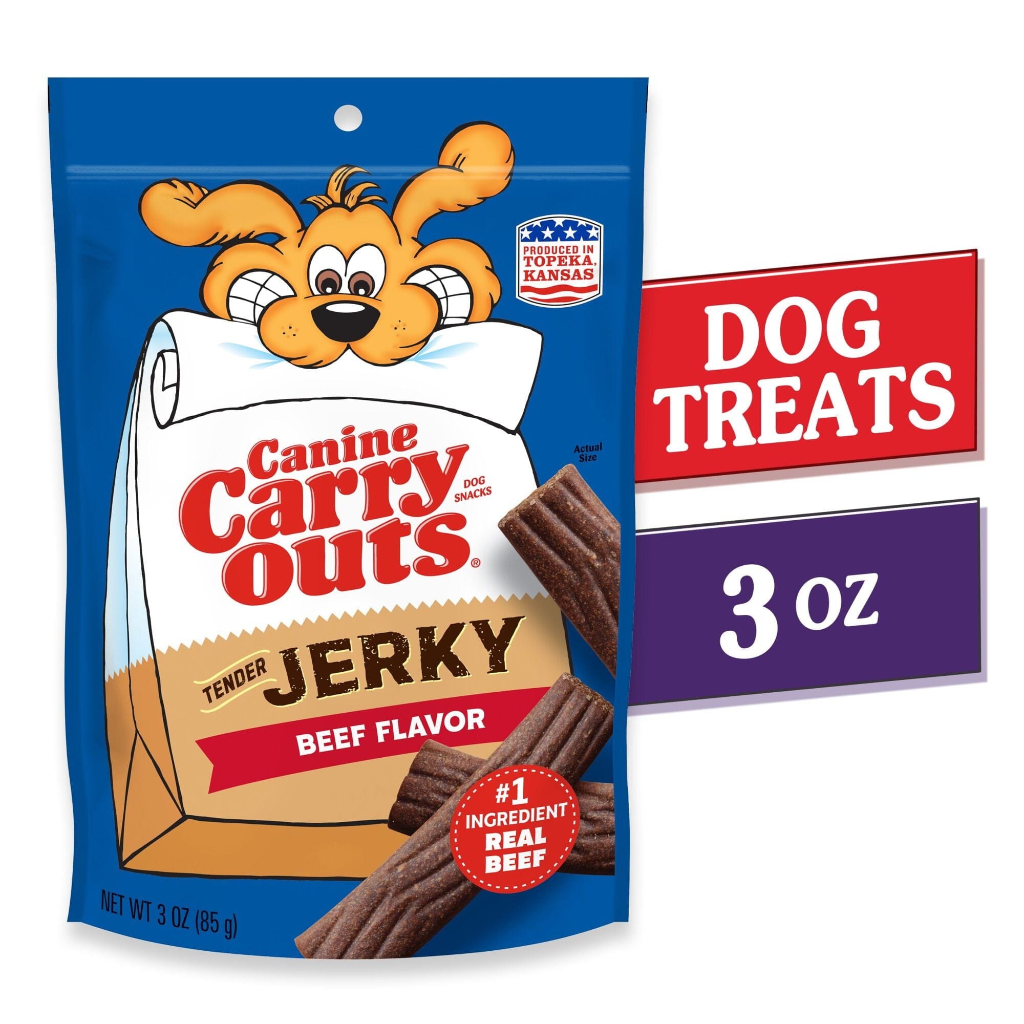 Canine Carry Outs Tender Beef Flavored Jerky Dog Treats - 3 Oz - 6 Pack